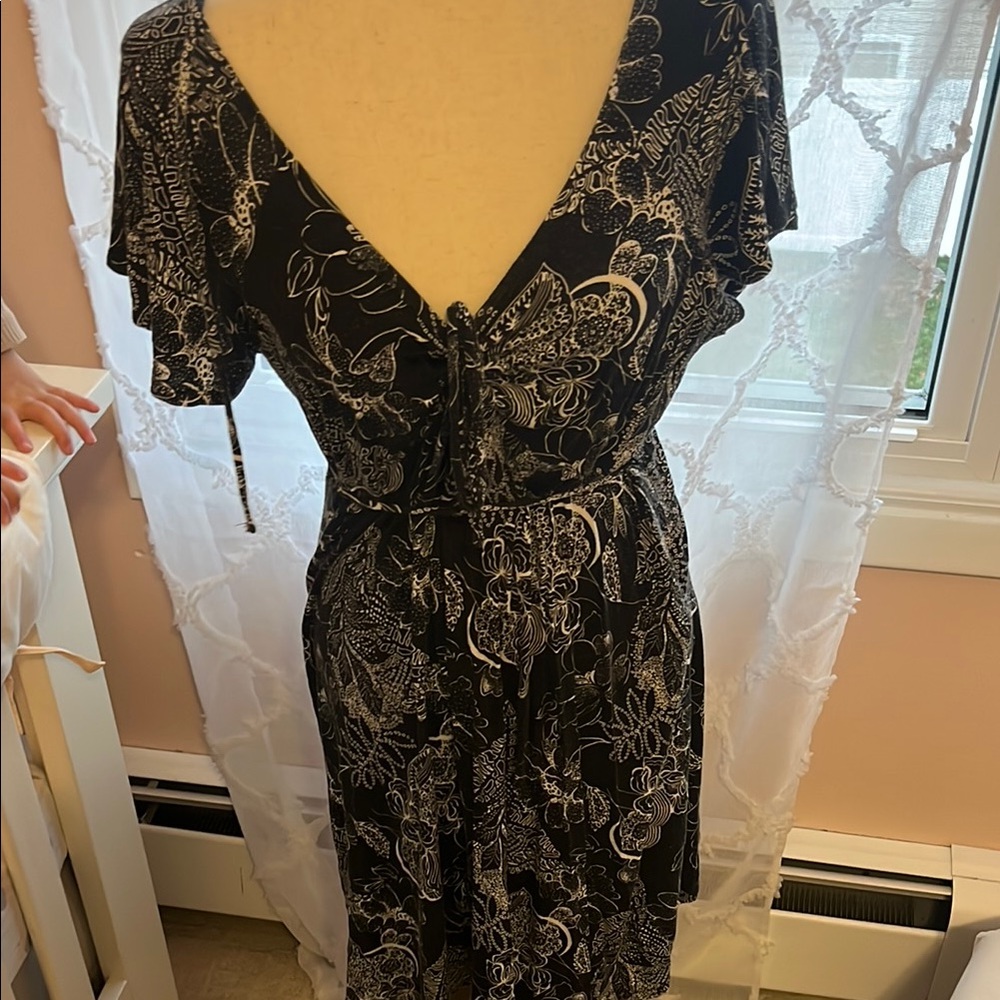 Floral Black and White Dress